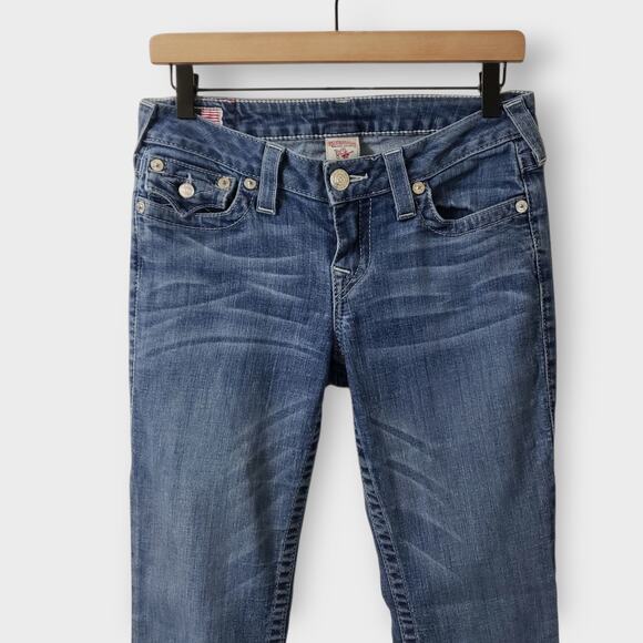 Vtg Y2K True Religion Becky Low-Rise Bootcut Jeans Flap Pockets Big T Sz 28 - Picture 3 of 12